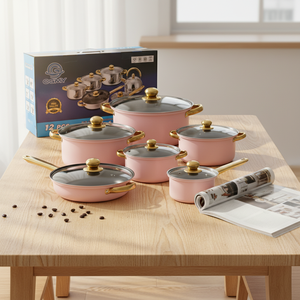 Juego de utensilios de cocina de acero inoxidable de estilo clásico de 12 piezas, cazuela clásica, utensilios de cocina, Ollas, juego de ollas para uso doméstico en la cocina - Product Image 1