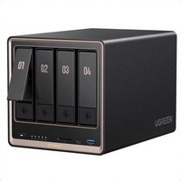 UGREEN NASync DXP4800 GT Plus, NAS de Escritorio de 4 Bahías, CPU AMD R2514, 8GB de RAM DDR4, 4K 60Hz, Ranuras M.2 NVMe de 10GbE, Almacenamiento Conectado a la Red