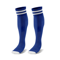 Chaussettes de football bleues au-dessus du genou, respirantes, élastiques, pour l'entraînement sportif