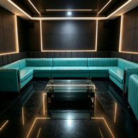 Modüler Kavisli Koyu Renk Modern KTV Eğlence Seti Kabin Koltuğu RGB LED Paslanmaz Çelik Sehpa Gece Kulübü Otel Mobilyası