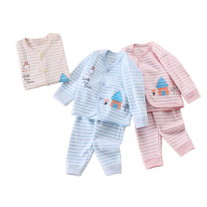 Anxiang Source Four Seasons bebé peinado algodón cuello ropa interior conjunto recién <span class=keywords><strong>nacido</strong></span> dos piezas patrón sólido tejido Comercio exterior volumen - Product Image 5