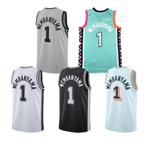 Maillots de basketball cousus de haute qualité en gros 2025 – Nouveau maillot Victor Wembanyama N°1 San Antonio 2023-24 (première édition) - Product Image 1