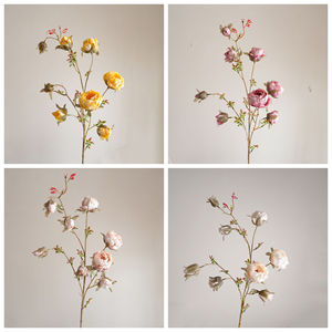 Fleur de pivoine artificielle CallaFloral à 8 têtes, rose jaune, rose rouge, rose clair, beige, polyester, décoration intérieure - Product Image 3