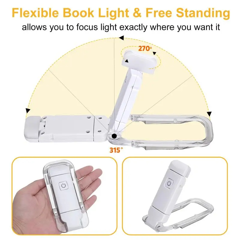 LED USB Rechargeable Book Reading Light - Eye Protection Portable Clip Desk Lamp