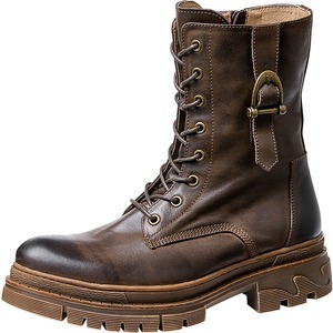 Zapatos de hombre de invierno, de cuero genuino, negros, versátiles, de media caña, estilo motociclista, botas de tendencia de estilo retro de alta gama. - Product Image 5