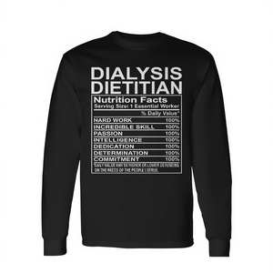 T-shirt à manches longues pour diététicien en dialyse, design avec informations nutritionnelles, cadeau essentiel pour reconnaître les travailleurs - Product Image 2