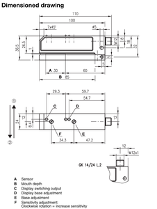 Sensor capacitivo de ranura tipo horquilla Leuze 14/24 L 50026371 NPN PNP de doble salida para detección de etiquetas transparentes - Product Image 3