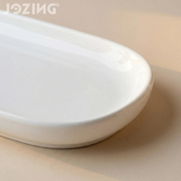 Assiette rectangulaire en porcelaine blanche à surface lisse, jetable, facile à nettoyer, pour desserts et réceptions familiales