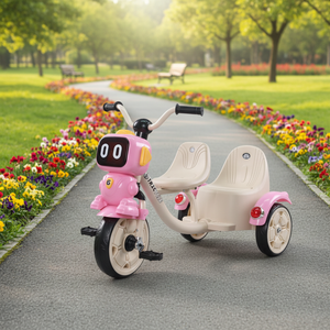 Tricycle musical lumineux pour deux enfants, 3 roues, cadre en acier, vélo pour bébé de 2 ans, double siège - Product Image 6