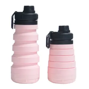 750ML popüler BPA ücretsiz gıda sınıfı silikon su kapaklı şişe katlanabilir açık seyahat saklama kutusu silikon spor şişe