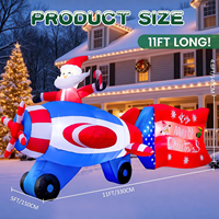 Avion de Noël gonflable de 11 pieds avec Père Noël et éclairage LED – Décoration de Noël pour jardin, pelouse, maison, extérieur, fête de fin d'année