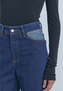 <span class=keywords><strong>Taille</strong></span> <span class=keywords><strong>haute</strong></span> cloche bas femmes jeans bleu deux tons botte coupe flare jeans - Product Image 4
