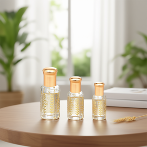 3ml 6ml 12ml Gold Wheat Straw Roll <b>On</b> Bottles Transparent <b>Glass</b> Screen <b>Printed</b> Essential Oil Perfume Sample Containers Bulk - Product Image 3