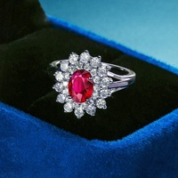 Étincelant Halo Bague Bijoux Grenat Rouge Ovale Cubique Zircon Bague Femmes Mariage Fiançailles Promesse Bague De Fête