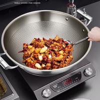 Ustensiles de cuisine Accessoires Motif marteau Wok en titane en acier inoxydable Grande capacité Batterie de cuisine antiadhésive