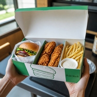 Emballage en carton blanc écologique et recyclable personnalisé pour les boîtes à emporter de hamburgers et frites pour la restauration rapide