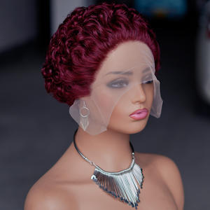 Pixie Cut Curly Peluca <span class=keywords><strong>de</strong></span> pelo corto barata 100% <span class=keywords><strong>Cabello</strong></span> humano virgen 13x1 Peluca frontal <span class=keywords><strong>de</strong></span> encaje Hd transparente para mujeres negras - Product Image 5