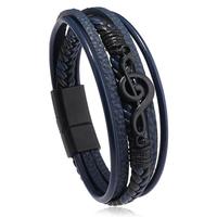 Nouveau Bracelet Homme Rétro Créatif 2026 Symboles Musicaux Simples en Cuir Multicouche