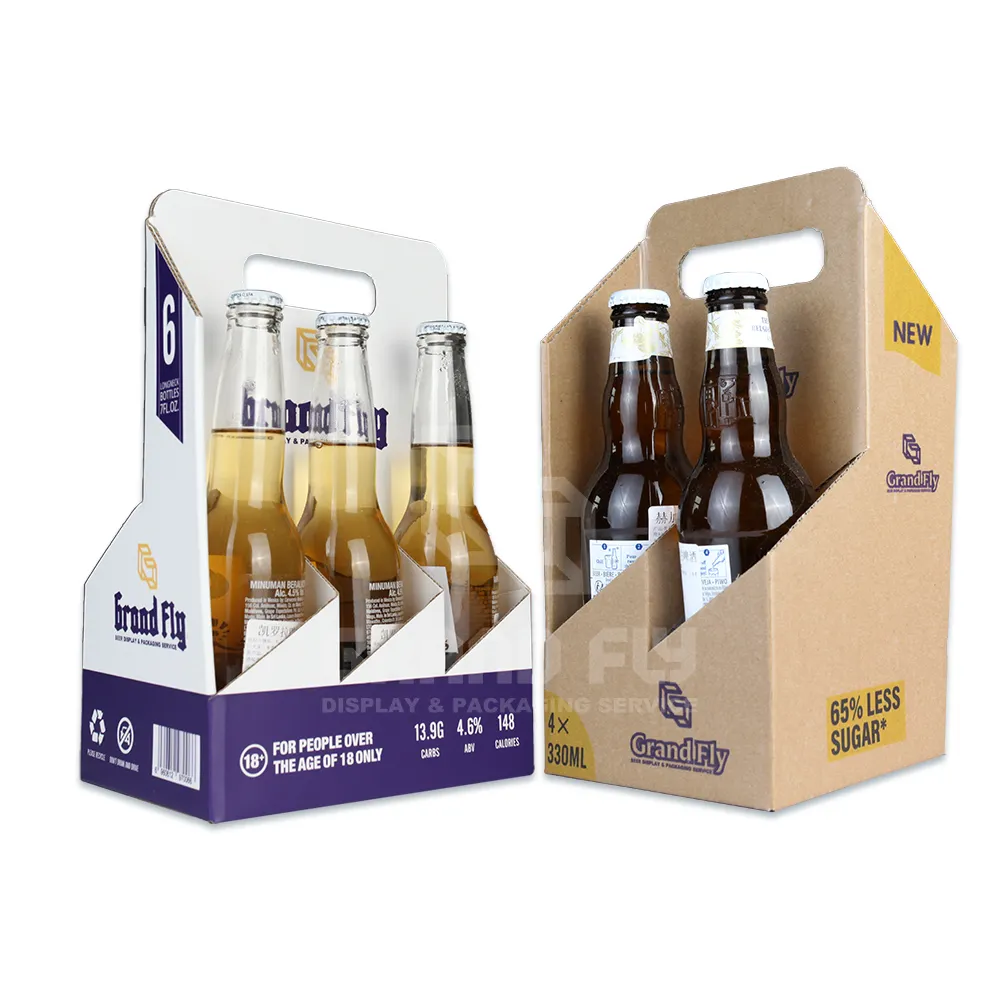 Caixa De Cerveja Personalizada Titular De Papelão 4 6 Pack Garrafa Portadores De Cerveja Caixa De Embalagem Para Garrafas De Cerveja