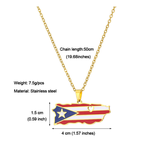 Stock Acier Inoxydable Porto Rico <span class=keywords><strong>Carte</strong></span> Pendentif Collier pour Femme Fille Portoricaine - Product Image 4