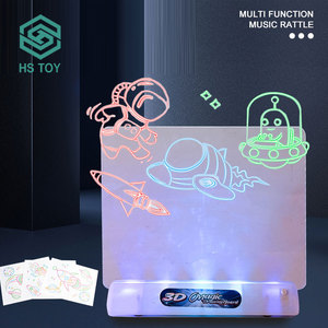 HS Mainan Anak-anak Hadiah Diy Mainan Sketsa Tablet Pendidikan Mini 3D Papan Gambar Ajaib dengan Baterai - Product Image 5