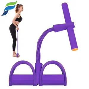 YETFUL Corda de tensão 4 tubos para pedal, exercitador abdominal, equipamento de treinamento esportivo elástico para exercícios físicos, corpo de corda para puxar para sentar