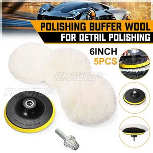 Wool Polishing Pad 5pcs <b>Set</b> Car Maintenance Wool Buffing Pad Car <b>Paint</b> Care Polisher Pads for 6'' M14 Drill Car Detailing Waxing - Product Image 1
