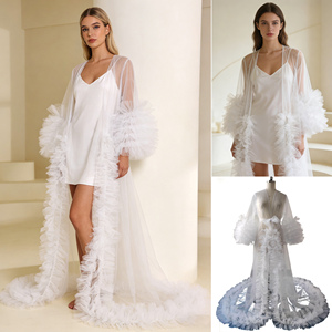 Bata Larga de Tul Blanco Transparente para Novia, Sesión de Fotos de Maternidad, Regalos para Futura Esposa - Product Image 1