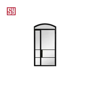Moderne französische individuelle schmiedeeiserne Swing-Türbogen-Dachfenster abgeschlossene Stahl-Eingangsstätte Anwendung offene Methode