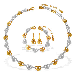 Heart Shape Zinc Alloy Jewelry <b>Set</b> Necklace <b>Bracelet</b> Earrings For Women Gift Fashion Accessory - Product Image 5