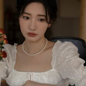 สร้อยคอไข่มุกน้ำจืดธรรมชาติของผู้หญิงคลาสสิกพร้อมเครื่องประดับสร้อยคอแบบห่วงโซ่กระดูกไหปลาร้าดีไซน์หรูหราน้ำหนักเบา - Product Image 4