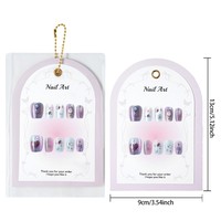 Ongles press-on violets ornés de diamants, séduisamment doux et sensuels, pré-dessinés, couvrance totale, forme carrée courte, très demandés