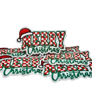 Checkered Merry Christmas <strong>Patch</strong> Embroidered Iron-on Pink Christmas <strong>Patch</strong> Featuring Santa Baby <strong>Nutcracker</strong> Tree Cake Trucker Hat - Product Image 1