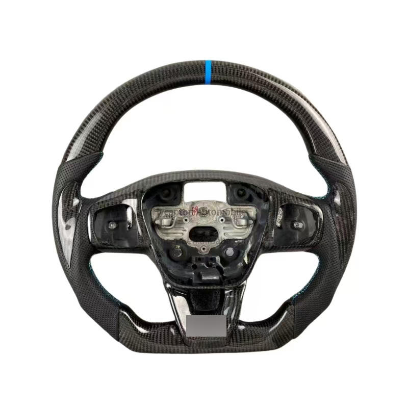 Leather+carbon fiber+blue stripe+blue stitching