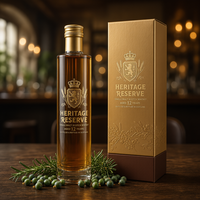 Bouteille en verre super-flint ronde et fine de 530 ml avec logo couleur personnalisé et boîte d'emballage, vide, pour spiritueux, liqueur, whisky, vente en gros