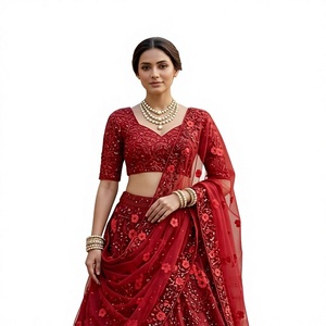 Lehenga de Fiesta con Lentejuelas y Bordados Florales, con Capas de Lona Can-Can, Calidad Excepcional y Glamour - Product Image 1