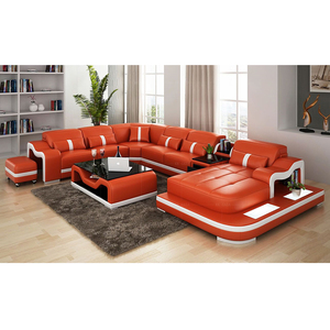 Nuovo Design per interni ad angolo modulare a forma di U divano in pelle con piattaforma a Led per soggiorno Hotel arredo appartamento - Product Image 5