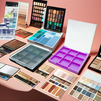 Boîte à fards à paupières transparente à 9 compartiments, étui carré pour blush, palette de fards à paupières, emballage de maquillage en ABS, couleur nude à prix avantageux
