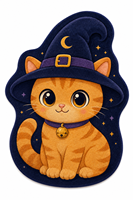 Tapis de salon en faux velours en forme de lune, motif chat sorcière orange Halloween