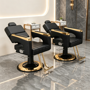 Salon Chair and <b>Mirror</b> Set Barber Shop Chair Hair Salon Black and Gold Salon Chairs - Product Image 1