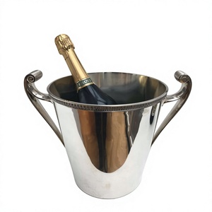 Seau à glace en métal de style américain avec deux poignées pour refroidir les boissons lors de fêtes à domicile, seau à bière et à vin en métal le plus vendu - Product Image 1
