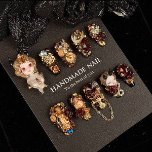 Venta al por mayor hecho a mano diseño personalizado prensa en las uñas 10 piezas 3D francés lujo uñas postizas <span class=keywords><strong>Gel</strong></span> suave reutilizable uñas artificiales - Product Image 2