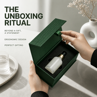 Caja de Perfume Personalizada para Botella de Vidrio de 10 ml para Aceite Esencial, Caja de Papel con Tapa Magnética Verde, Inserto de EVA, Caja de Cartón