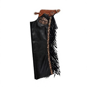 Nabtay Sports - Pantalones de rodeo de cuero hechos a mano de cintura alta y longitud completa - Equipo personalizado para montar toros con incrustaciones de serpiente y flecos estilo western - Product Image 1