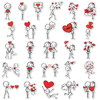 1 pièce en gros, autocollants décoratifs originaux Love Stickman romantiques et étanches pour lettres d'amour, enveloppes, journaux et coques de téléphone