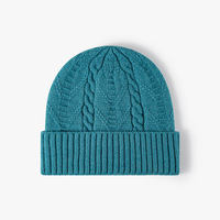 Bonnet en tricot doux et chaud avec revers, bonnet d'hiver confortable décontracté unisexe en maille torsadée, bonnet d'hiver à revers pour femmes et hommes OEM/ODM
