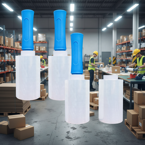 Pellicola Estensibile Industriale Mini 5 Pollici <span class=keywords><strong>500</strong></span> Piedi con Maniglia, Impermeabile, Trasparente, in Plastica Aderente per Imballaggio e Trasporto Pallet - Product Image 2
