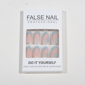 Venta al por mayor Temooi 24 piezas ABS diseño de almendra ABS <span class=keywords><strong>uñas</strong></span> de dedo de almendra Simple francés <span class=keywords><strong>uñas</strong></span> pegamento de <span class=keywords><strong>uñas</strong></span> efecto 3D uso decorativo - Product Image 3