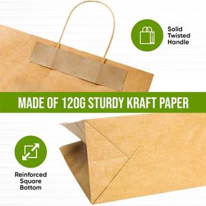 Sacs en papier kraft personnalisés de luxe avec logo imprimé, marron et blanc, pour les promotions en supermarché, utilisant des matériaux recyclés - Product Image 3
