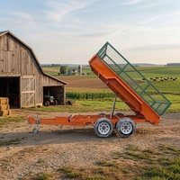 Remorque utilitaire à 2 essieux en acier robuste avec côtés grillagés, remorque de transport agricole verte, remorque pour bétail